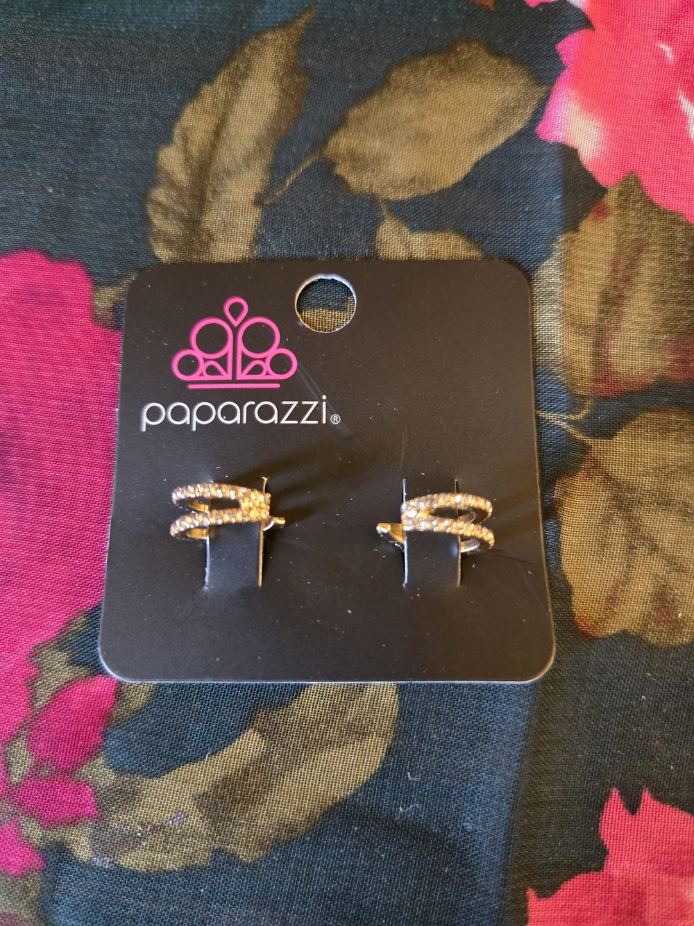 Paparazzi Gold Rhinestone Double Wrap Stud Ear Cuffs